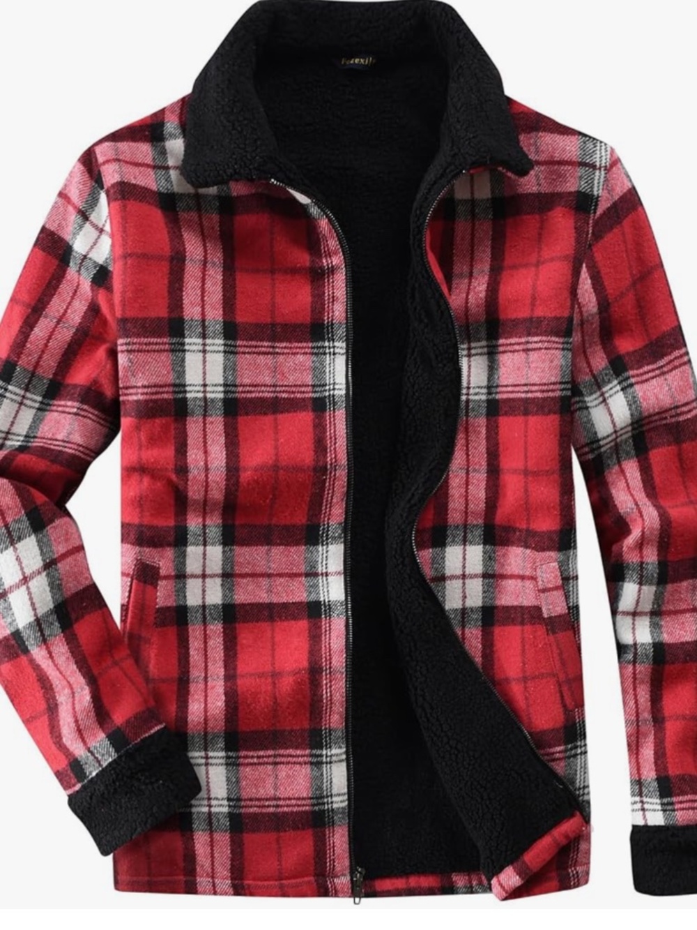 Sherpa Lined Full Zip Plaid Fleece Jacket for Women